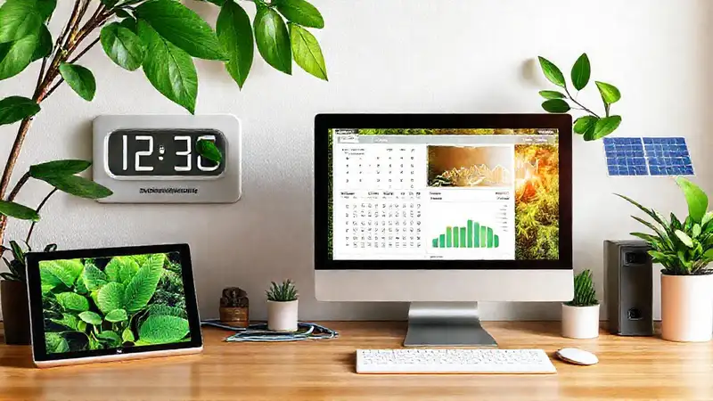 Espacio de trabajo ecológico y tecnológico moderno
