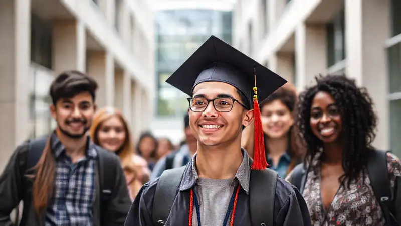 Estudiante de ciencias políticas en universidad moderna