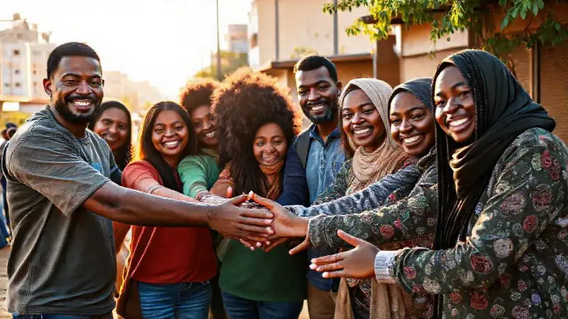 Voluntarios unidos en un proyecto comunitario