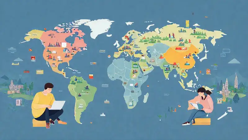 Mapa mundial con regiones y estudiantes destacados