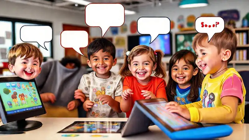 Niños aprendiendo con tecnología y diversión