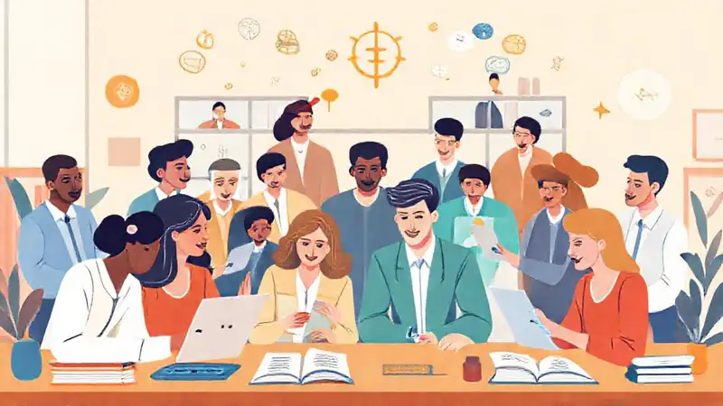 Profesionales conectados en comunidad digital colaborativa