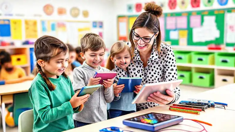 Maestra usa tecnología para enseñar a niños
