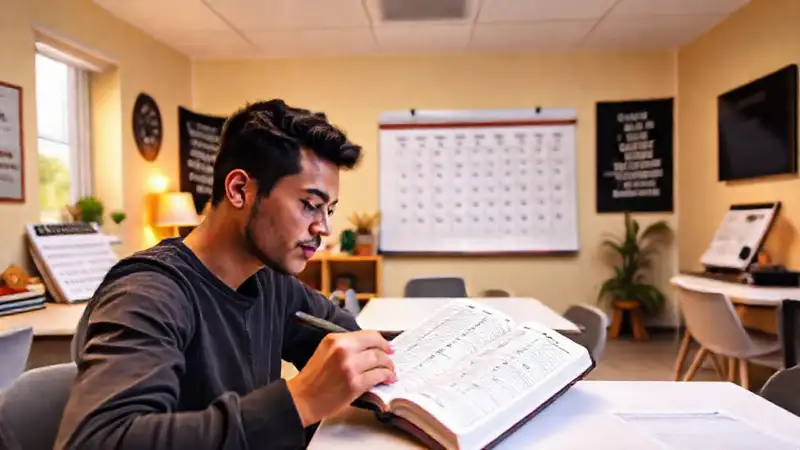 Aula inspiradora con Biblia y citas motivadoras