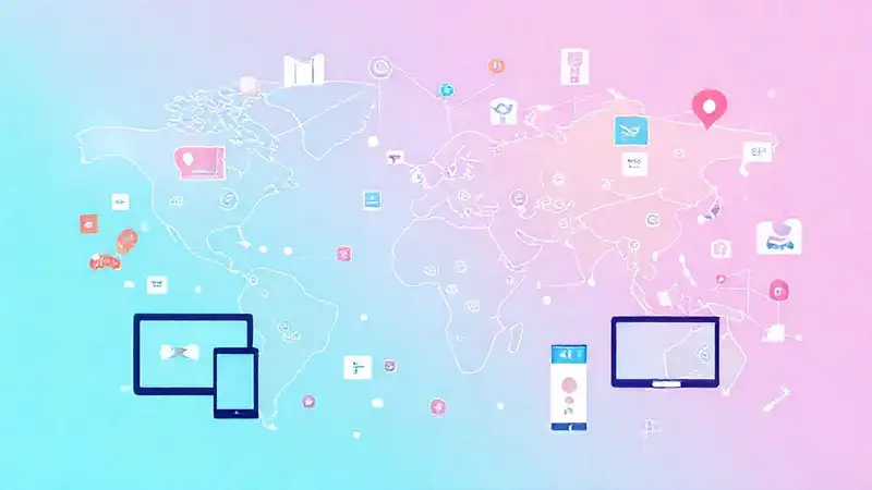 Dispositivos digitales y símbolos en estilo moderno
