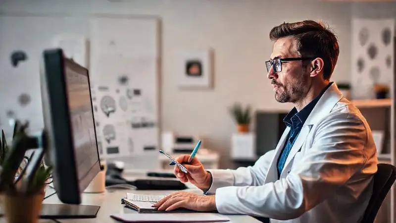 Investigador analiza datos en laboratorio profesional