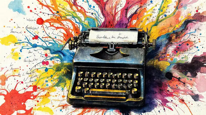 Máquina de escribir vintage con tinta vibrante