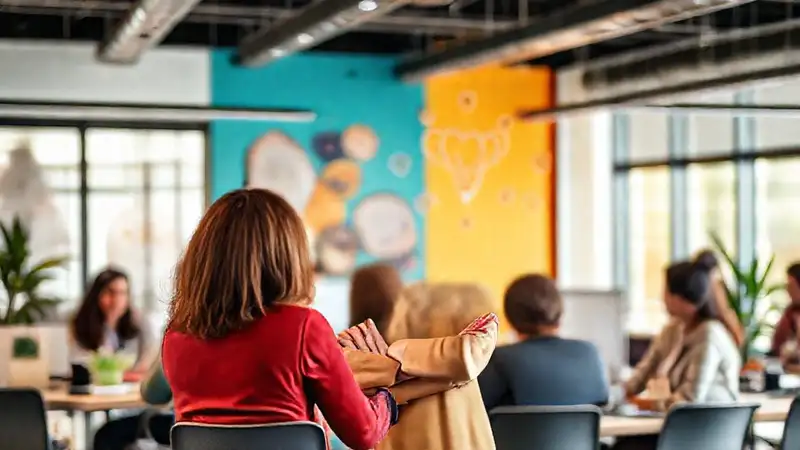 Mujer líder empoderando en oficina moderna