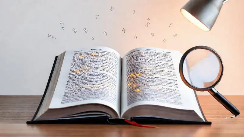 Libro abierto con símbolos y ambiente académico