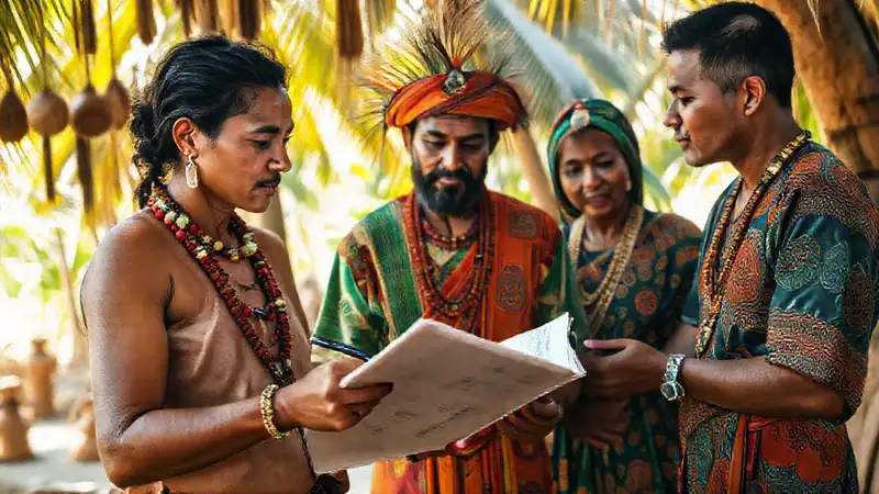 Antropólogo estudia cultura en vibrante pueblo tropical
