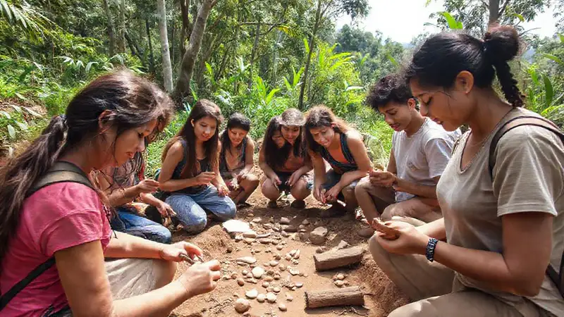 Estudiantes de antropología exploran sitio arqueológico natural