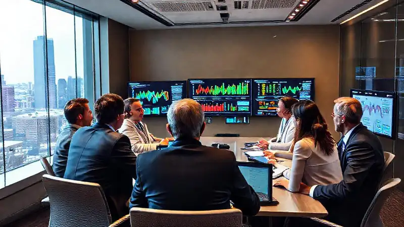Reunión profesional con expertos y datos