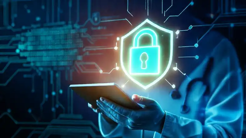 Seguridad médica futurista con protección digital