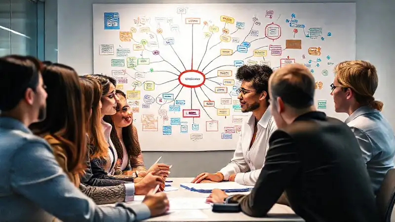 Sesión de brainstorming con profesionales y mapas mentales