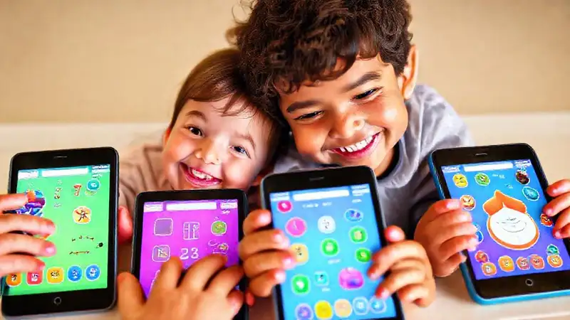 Apps de matemáticas coloridas para niños felices