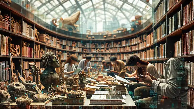 Artefactos antiguos y tecnología en colaboración cultural