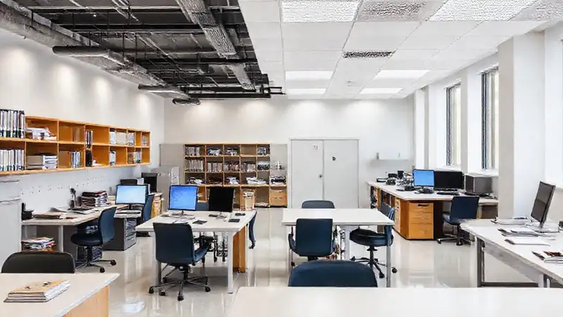Laboratorio psicológico moderno y equipado, ordenado y profesional