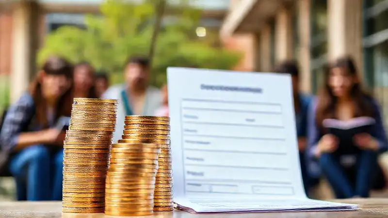 Formulario, dinero, universidad, estudiantes, apoyo, diseño moderno