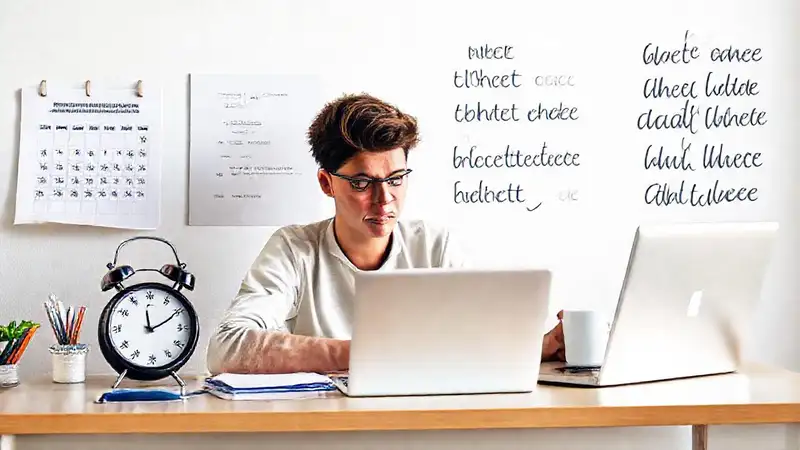 Estudiante motivado en escritorio ordenado y luminoso