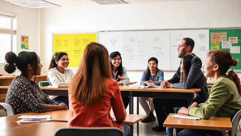 Discusión en aula con colaboración y mediación positiva