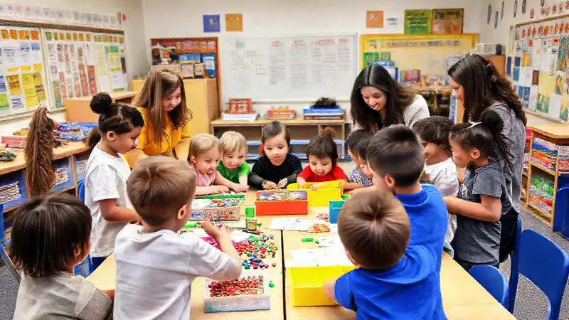 Aula interactiva con estudiantes y aprendizaje activo