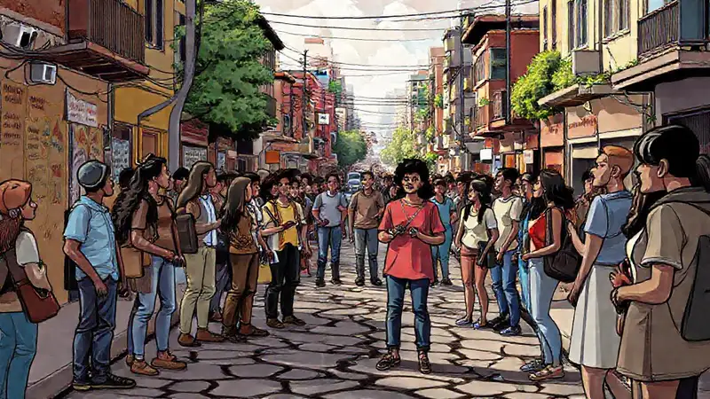 Comunidad urbana diversa con desigualdad visible