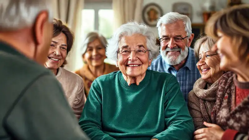 Reunión familiar cálida y diversa con apoyo y amor