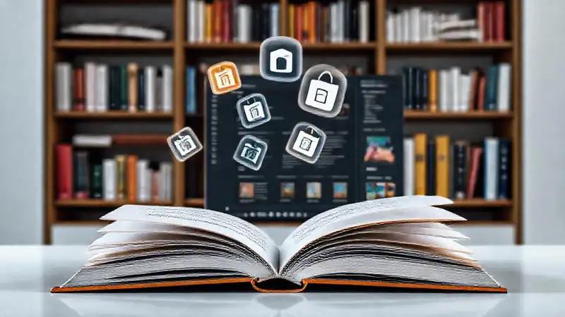 Libro digital con iconos y diseño moderno