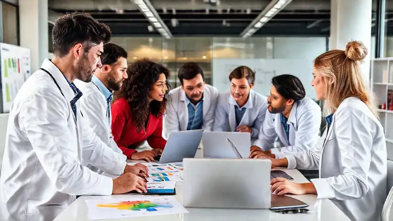 Investigadores colaborando en un ambiente innovador