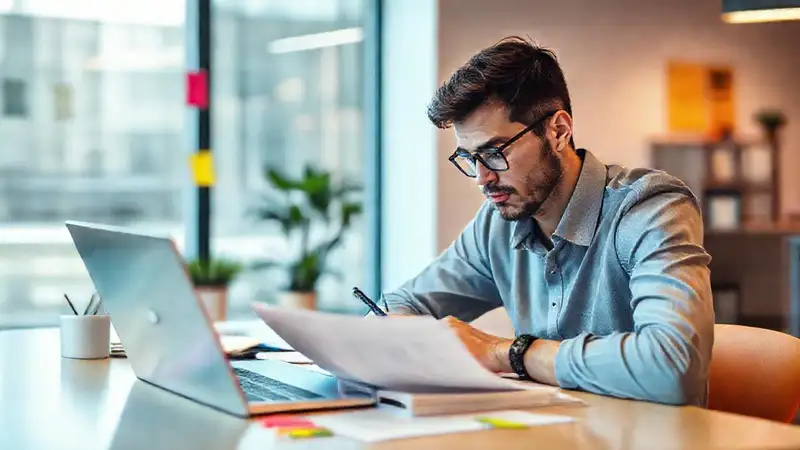 Revisando borradores en oficina creativa