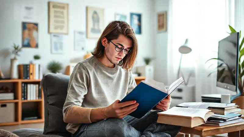 Estudiante calmado en un entorno organizado y motivador
