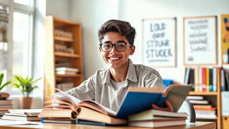 Estudiante estudia morfología con confianza y concentración