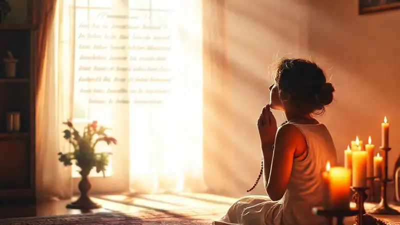 Escena de oración pacífica con luz suave