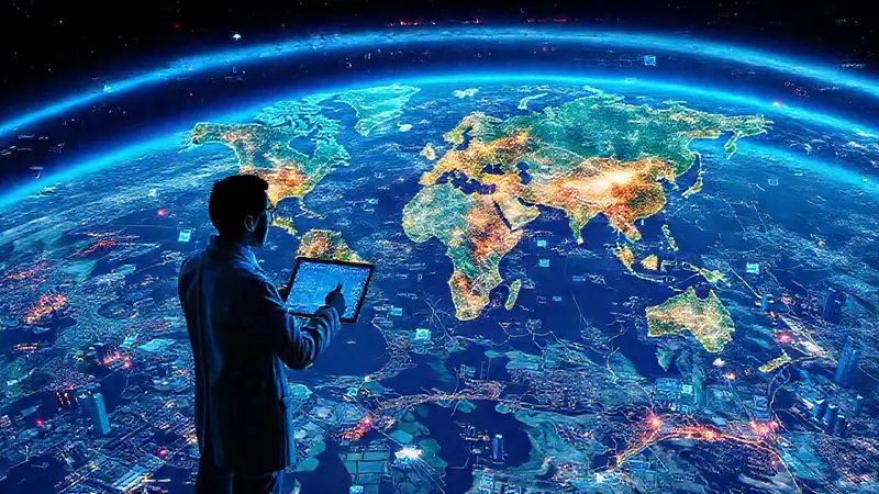 Tecnología futurista de mapas y satélites