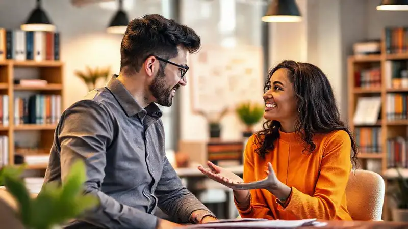 Sesión de mentoría profesional en oficina moderna