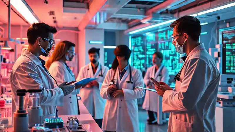 Laboratorio futurista, innovación y colaboración médica