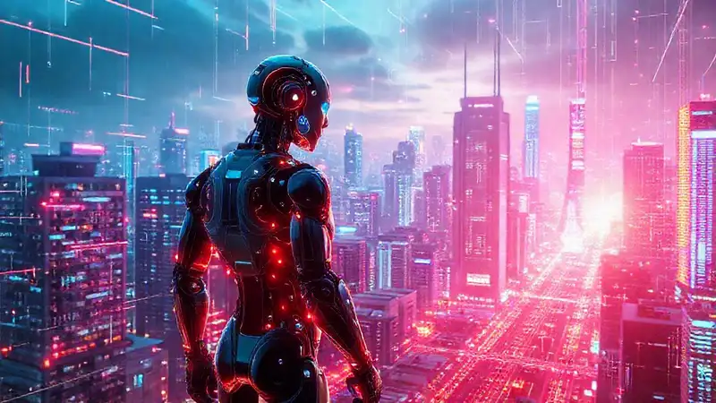 Paisaje futurista con datos y tecnología avanzada