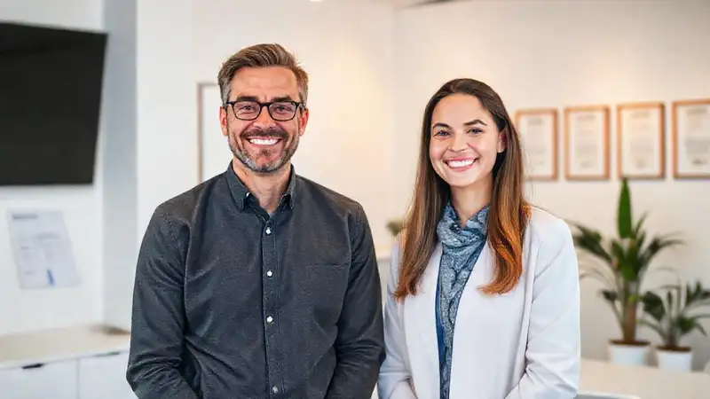 Psicólogo confiado en oficina moderna y luminosa