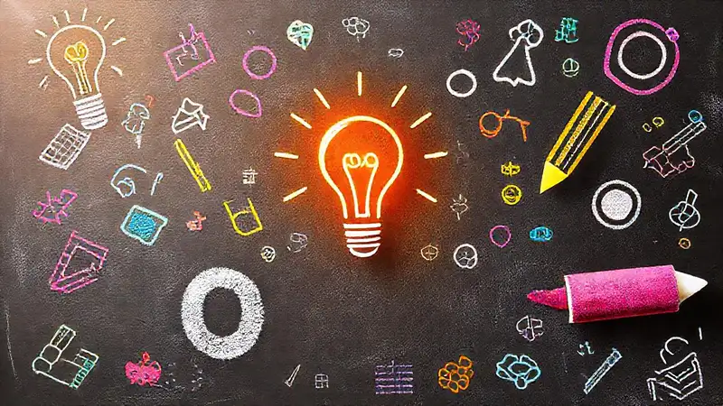 Portada educativa con símbolos y luz inspiradora