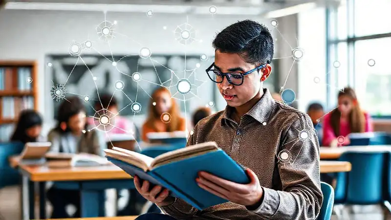 Estudiante de psicología en aula moderna