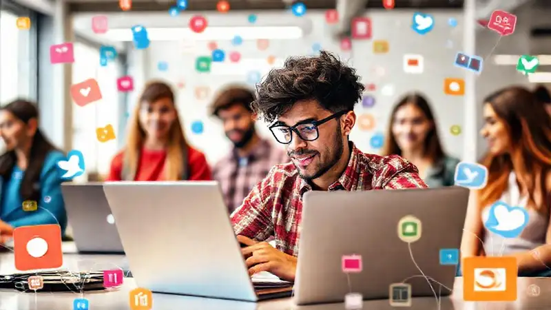 Estudiante de psicología en un entorno digital