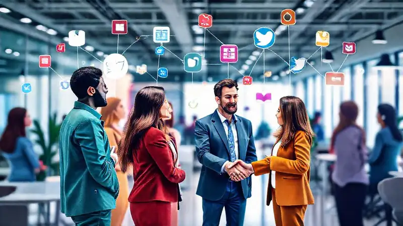 Iconos sociales, networking y colaboración moderna