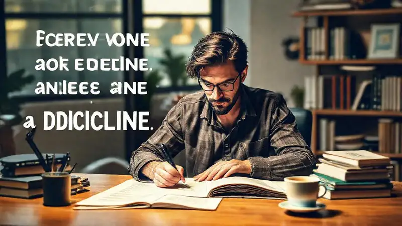 Escritor perseverante en su escritorio motivador
