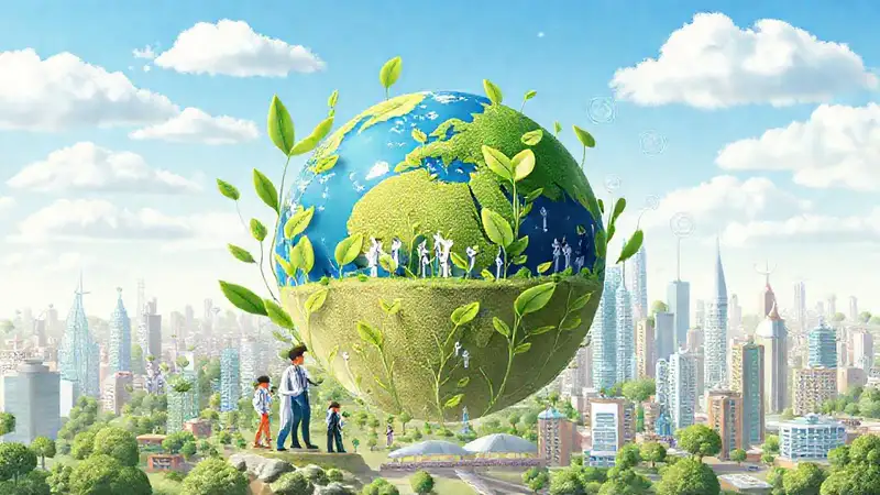 Tierra verde, ciencia, ciudad sostenible y esperanza